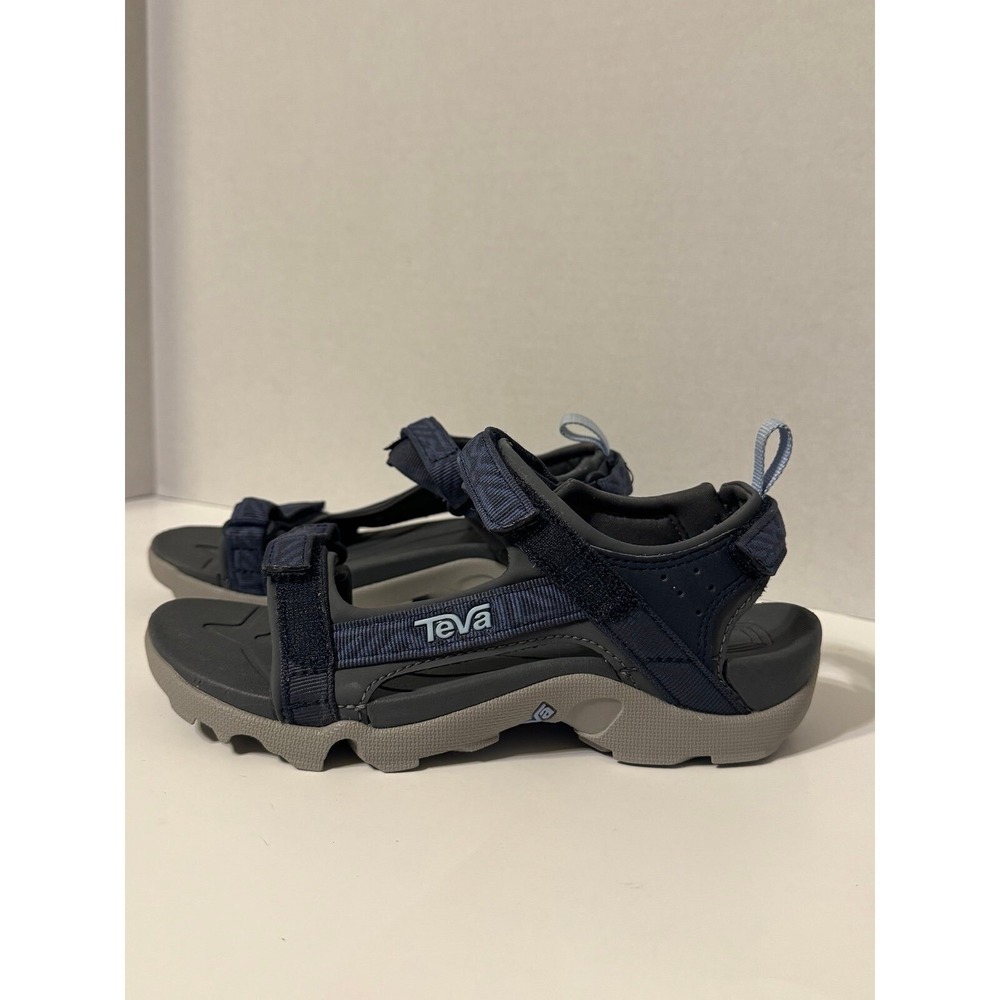 Teva Unisex Child Youth Kids Size 4 Tanza Sport Sandal Grey Blue strappy
